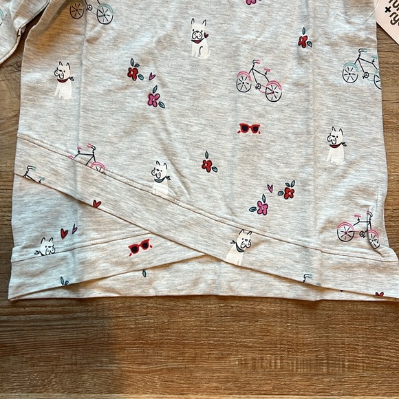 Rumi & Ryder lightweight, bulldog and bicycle, tulip waist hoodie size M 8-10 - Picture 2 of 3